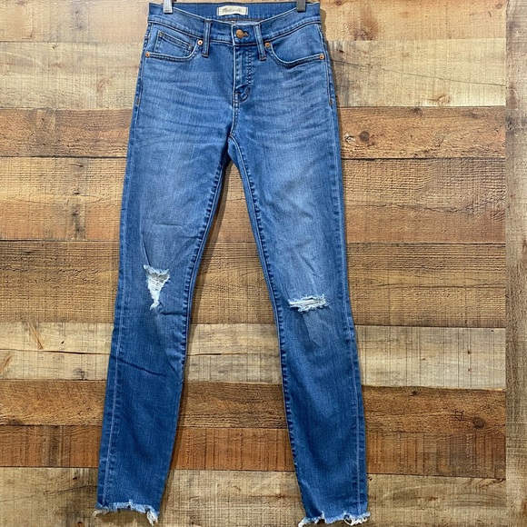 Madewell Denim - Madewell Ladies Designer Raw Hem Distressed Skinny Jeans Size 25 Tall